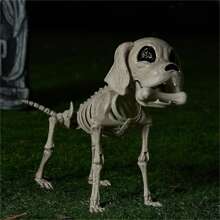 SYNCFUN Posable Halloween Dog Skeleton Full Body Posable Joints Skeleton Puppy For Halloween Decoration, Graveyard Party Deco (9.8" X 4.7" X 12.6")