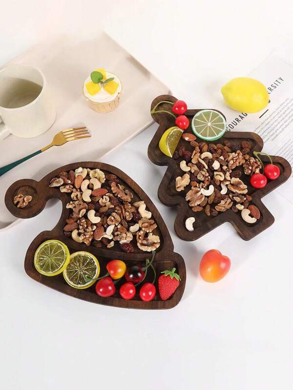 1 bandeja com tema natalino, linda bandeja de frutas em formato de árvore de Natal de madeira, prato de madeira com divisórias para bolos e sobremesas. Decorações de Natal, pijamas de Natal, presentes de Natal, decoração de Natal.