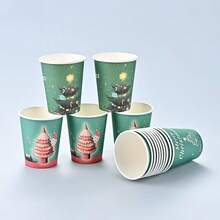 50pcs/Pack Disposable Thicker Paper Cups For Water, Tea, Coffee, Christmas Decorations, Daily Use, Merry Christmas, - Multicolor - View 10