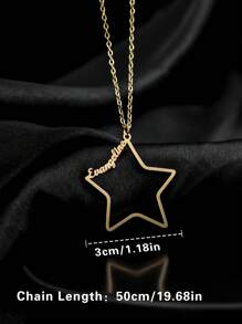 Customized Stainless Steel Five-Pointed Star Couple's Name Necklace, Personalized Simple Gold Star Letter Pendant Necklace, Suitable For Daily Wear, Parties, Christmas, Halloween, Gifts For Friends And Lovers