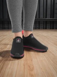 Women's Sports Shoes Comfortable For Working Out, Walking, Everyday, Flexible, Non-Slip, Easy To Put On, Breathable - 黑色 - 查看 6