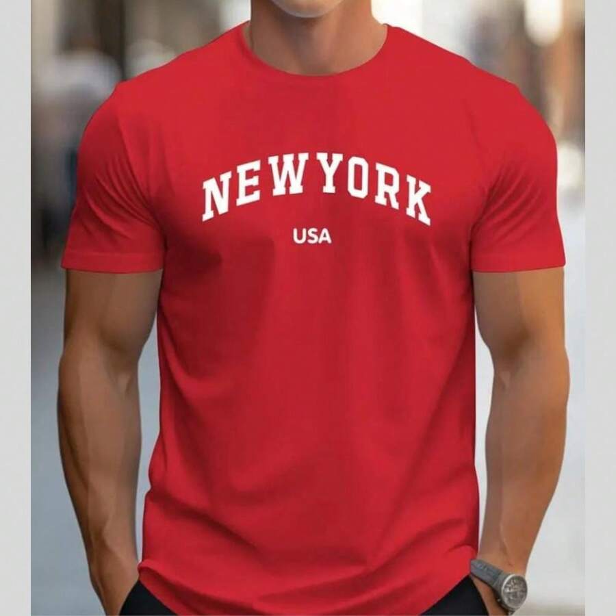 New York Men's T-Shirt Premium Cotton Mesh Shirt 30.1 - Đỏ - Xem 1