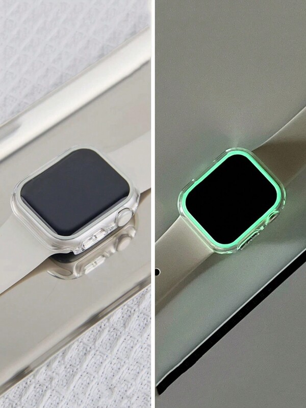 1 Stück Unisex klare, lässige PC Cut Out Anti-Sturz leuchtende modische Uhrenhülle, kompatibel mit Apple Watch 38/40/41/42/44/45/46/49mm, kompatibel mit Apple Watch Series Ultra/SE/11/10/9/8/7/6/5/4/3/2/1, Smartwatch Gehäuse Zubehör