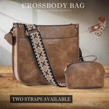 HKCLUF 4055 Crossbody Bag Purse For Women Leather Handbag Wallet Set Waterproof Women Crossbody Bag With 2count Adjustable Guitar Strap Perfect For Back To School