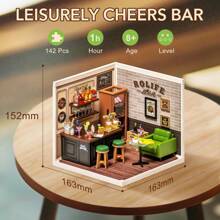 Robotime DIY Miniature House Kit Mini Dollhouse Building Toy Set Plastic Expandable Miniature House Tiny Room Making Kit With LED Light Accessories Hobby Unique Gifts Room Decoration Christmas Gifts - Coffee Brown - View 5
