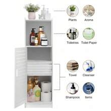 Three-Layer Waterproof Bathroom Cabinet, Floor-Standing Bathroom Storage Unit, Multifunctional Bathroom Furniture Cabinet With Doors, Suitable For Bathroom, Living Room, Corridor, Bedroom. - Black - View 5