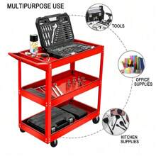 3 Tier Shelf Tool Trolley 66 * 35 * 65cm 450lb Cart Ool Storage Trolley Wheel Heavy Duty Garage DIY Storage Trolley For Transport Tools Workshop Outdoor Decor - Black - View 5