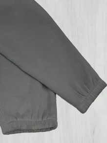 Men's Basic Drawstring Waist & Cuffed Casual Sweatpants For Outdoor Running, Spring And Fall - 深灰色 - 查看 4