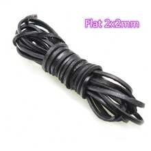 2Meters /Lot Black Color Real Genuine Leather Cord 2 3 4 5 6 8 Mm Round Flat Leather Rope String Fit Necklace Bracelet DIY Jewelry Making - Star - View 17