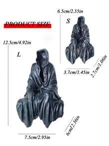 Estatua de túnica negra misteriosa de 2.5/5 pulgadas - Figura decorativa de resina extravagante, estatua sentada de estilo gótico, adecuada para estantería, escritorio de oficina, jardín, decoración del hogar, regalo para amigos y familiares