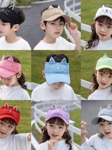 Children's Baseball Cap Spring And Summer Empty Sun Hat Boys And Girls Baby Sun Protection Hat - 藍色 - 查看 2