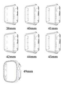 2 件女士时尚表带和表壳套装，适用于 Watch Ultra 3 2 1 SE S10 S9/S8/S7/S6/S5/S4/S3/S2 系列的替换表带，38 毫米/40 毫米/41 毫米/42 毫米/44 毫米/45 毫米/46 毫米/49 毫米，PC 透明彩色树脂表带搭配闪亮水晶钻石表壳，可调节不锈钢表扣，中性设计 - 幻彩 - 查看 8