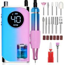 Máquina de pulir uñas portátil profesional de larga duración con anillo abrasivo, taladro portátil con enchufe USB en negro/arcoíris/plata/gris a 40000 RPM sin cable
