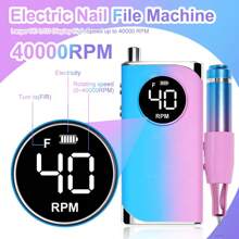 Máquina de pulir uñas portátil profesional de larga duración con anillo abrasivo, taladro portátil con enchufe USB en negro/arcoíris/plata/gris a 40000 RPM sin cable