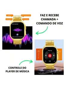 Smart Watch Ultra 24k Gold Smartwatch Unisexx Original Wireless Bluetooth Call Sport Series - 金的 - 查看 5