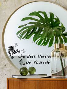 1pc 8.6*2.7inch PVC Mirror Sticker, You Look Good Print Wall Sticker For Bathroom, Living Room Decor Gifts Birthday Graduation - Black - View 11