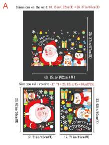 1 件圣诞节节日装饰用品静电贴窗玻璃门贴纸圣诞老人、雪人、驯鹿 - 彩色 - 查看 13