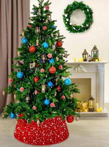 1件装圣诞树裙，圣诞树裙边，金/红/银色，22英寸亮片圣诞树裙，奢华闪光树裙，适合秋季节日，闪亮双面圣诞树底座装饰，最佳礼物，生日家居装饰，圣诞装饰，房间装饰，冬季圣诞装饰，家居圣诞礼物，圣诞装饰