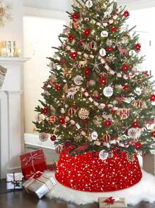 1件装圣诞树裙，圣诞树裙边，金/红/银色，22英寸亮片圣诞树裙，奢华闪光树裙，适合秋季节日，闪亮双面圣诞树底座装饰，最佳礼物，生日家居装饰，圣诞装饰，房间装饰，冬季圣诞装饰，家居圣诞礼物，圣诞装饰