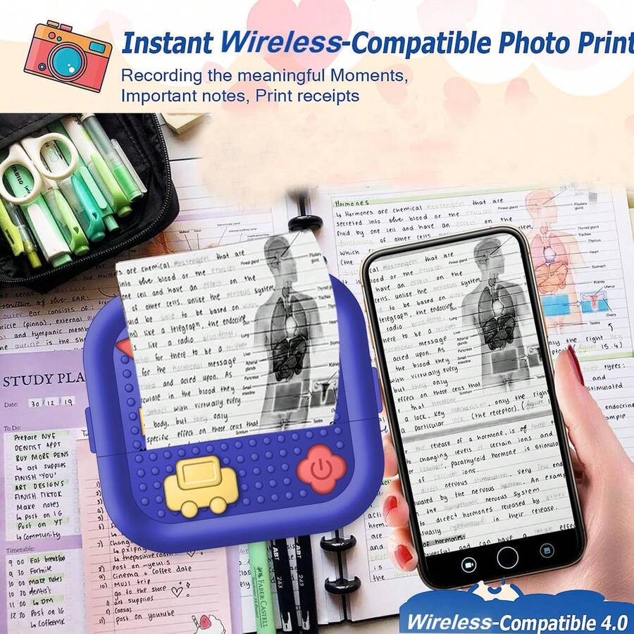 GOTOOGO Mini Printer, Portable Inkless Sticker Maker, Mini Thermal