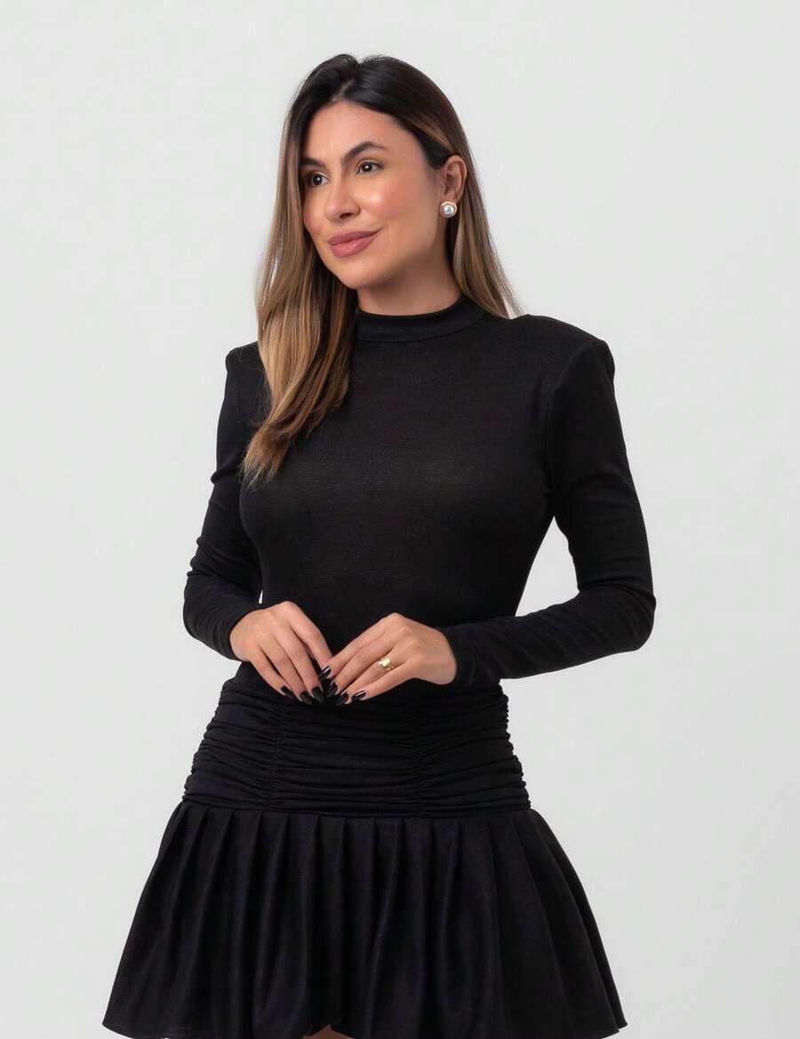 Short Black Lurex Ballet Dress Labrava - 黑色 - 查看 1
