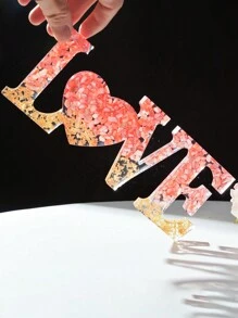 1 pieza Decoración de letra LOVE creativa, artesanía decorativa de diseño moderno hecha de material de resina, adecuada para el hogar, boda, fiesta, decoración del Día de San Valentín