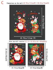 1 件圣诞节节日装饰用品静电贴窗玻璃门贴纸圣诞老人、雪人、驯鹿 - 彩色 - 查看 9