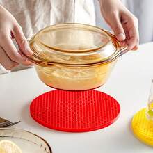 4pcs Round Heat-Resistant Silicone Placemats, Coasters, Pot Holders, Non-Slip Table Mats For Kitchen, Dining Room, Bar, Hotel - 13.5cm - View 7