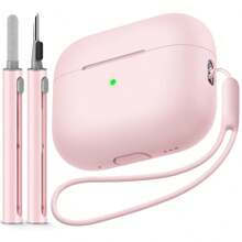 1 Set Silicone Thick Protective Case With Anti-Lost Strap & Cleaning Brush For AirPods Pro 2 And Pro