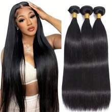 Echthaar Tresses gerade 3 Tresses Echthaar unverarbeitetes Jungfrauenhaar Tresse Echthaar-Webart gerade Echthaar-Extensions natürliche schwarze Farbe Großeinkauf - Natürlich & Schwarz - Übersicht 2