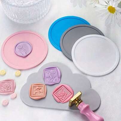 1pc NEW Wax Seal Stamp Silicone Mold Pad Multiple Size Sealing Wax Cloud Large Silicone Pad Fix Shapes Mats Sealing Fixer Envelope Invitation DIY Making Tool Back To School