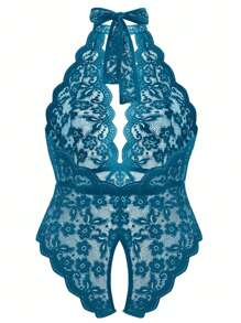 Plus Size Sexy Lingerie For Women Lace Bodysuit Halter Teddy Babydoll Nightgown