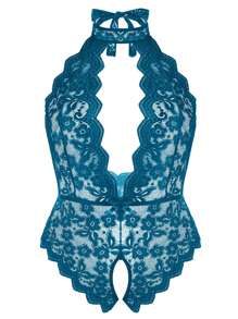 Plus Size Sexy Lingerie For Women Lace Bodysuit Halter Teddy Babydoll Nightgown