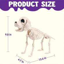 SYNCFUN Posable Halloween Dog Skeleton Full Body Posable Joints Skeleton Puppy For Halloween Decoration, Graveyard Party Deco (9.8" X 4.7" X 12.6")