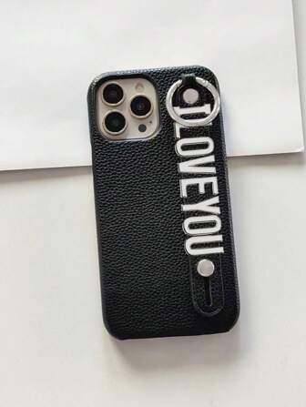 1pc Customized Black PU Leather Phone Case, Customer Can Send Text, 4 Color Letter Options Cute, Colorful, Stylish, Kawaii Custom, Personalized, Unique, Customized Ideal Gifts For Him Contracted, Funny, Custom, Ideal Gifts For Him, Ideal Gifts For Her, Boyfriend, Girlfriend, Family, Friends, Grandparents, Couple, For Anniversaries, For Birthdays,Customized Phone Cases,Street Casual Chic