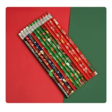 圣诞装饰 12 支卡通可爱铅笔带橡皮擦，符合人体工程学的圆轴，适合儿童和圣诞文具 - 多色 - 查看 13