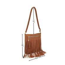 Western Style Fringe Crossbody Bag, Boho Style Shoulder Bag, Tassel Decor Square Purse, Casual Messenger Bag For Travel & Every Day, Portable Business Work, Satchel, Sling Bags, Hobo Fringe Crossbody Purse, Small Handbag, Bohemian Boho Style Bag, Everyday Bag, Chic And Western Style, Perfect For Coachella Festival, Cowgirl, Country Girl - 灰褐色 - 查看 5