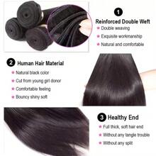 Echthaar Tresses gerade 3 Tresses Echthaar unverarbeitetes Jungfrauenhaar Tresse Echthaar-Webart gerade Echthaar-Extensions natürliche schwarze Farbe Großeinkauf - Natürlich & Schwarz - Übersicht 7