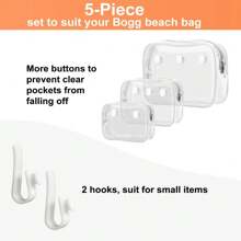 3 Packs Clear  Beach Tote Bag With 2 Pack Insert Hooks Accessories For Bogg Bags Travel Makeup Clean Toiletry Brush Organizer Cosmetic Divider Storage Inner Pouch - 無色 - 查看 4