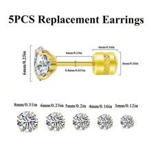 9PCS Piercing Kit-4PCS Disposable Premium Sterile Ear Piercing Gun+5pcs Silver/Golden Color Cubic Zirconia Fake Diamond CZ Flat Back Stud - Multicolor - View 6