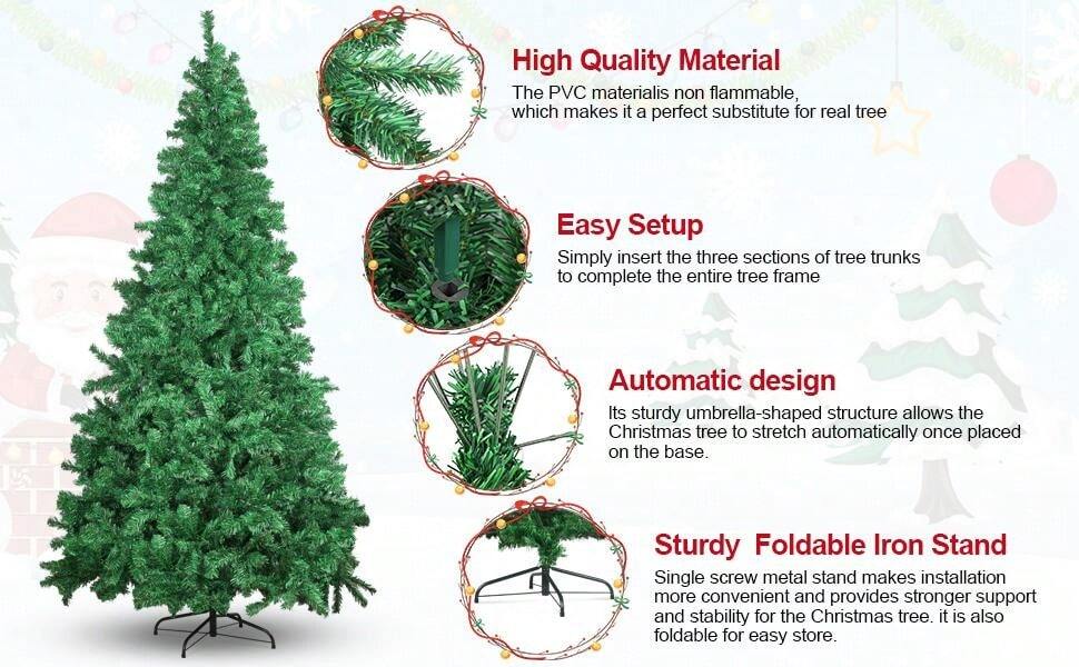 Christmas 7ft Artificial Holiday Christmas Pine Tree For Home, Office