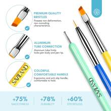 Saviland Nail Art Brush Set di 6 pennelli per design delle unghie, pennello per unghie in gel per estensioni delle unghie, pennello per unghie professionale, 3 dimensioni, pennello per rivestimento per nail art per la casa, fai da te