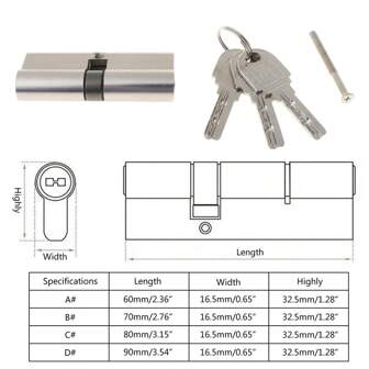 Double Open Lock Door Window Security 60 70 80 90mm Cylinder For Key Anti-Theft Entrance Brass Door Lock Lengthened Core