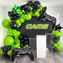 Juego de cuerdas de globos de látex con temática de juegos de color verde y negro, adecuado para fiesta de cumpleaños con temática de juegos. Globos azules y verdes, decoración de arco de globos de motocicleta, temática de juegos, decoración de cumpleaños de juegos, juegos para fiesta de cumpleaños - Multicolor - Ver 1