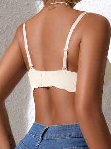 4 PIEZAS Ropa interior para mujer con sostén pequeño, sujetador sin costuras y sin cables, sujetador con aumento de pecho y sólido, lencería femenina cómoda y transpirable con hebilla trasera, sujetador de uso diario sencillo de unicolor con copa de palma suave y gruesa, ropa interior deportiva con cierre trasero y tirantes ajustables y desmontables, diseño sin tirantes y sin espalda para fiestas, bodas o vestidos