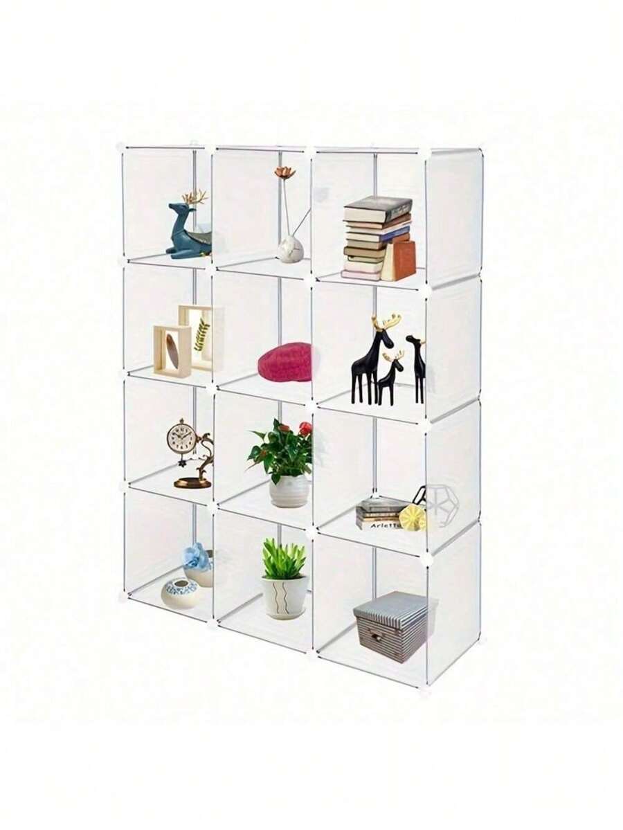 Cube Storage 12-Cube Book Shelf Storage Shelves Closet Organizer Shelf Cubes Organizer Bookcase - White - View 1