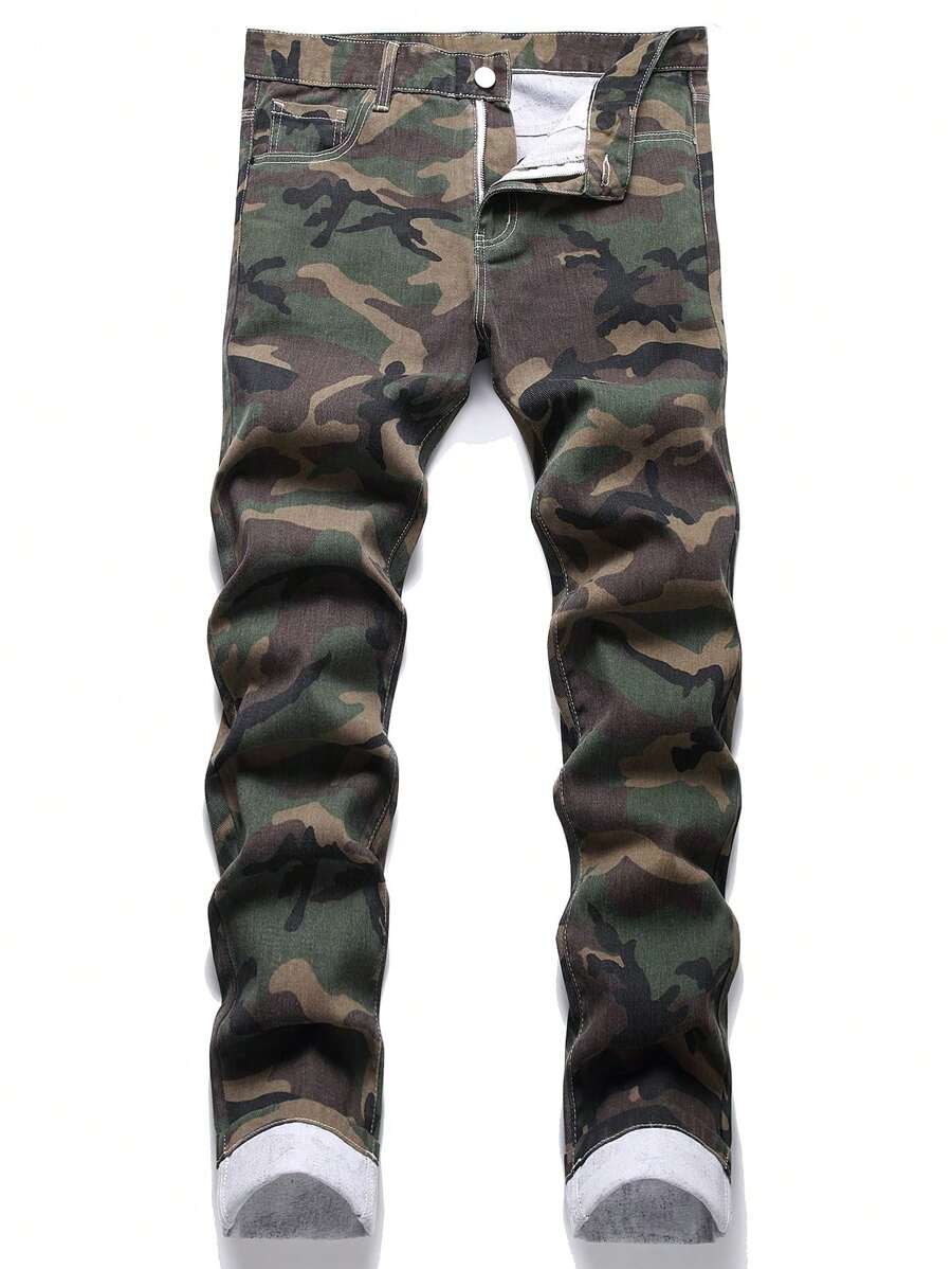 Men's Classic Fashionable Casual Camouflage Slim-Fit Denim Jeans - Multicolor - View 1