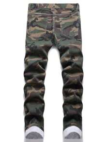 Men's Classic Fashionable Casual Camouflage Slim-Fit Denim Jeans - Multicolor - View 2
