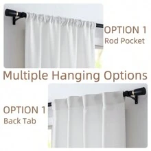 Vangao Linen Textured Farmhouse Curtains For Living Room Bedroom Back Tab Rod Pocket Light Filtering Window Drapes 2 Panels - White - View 6