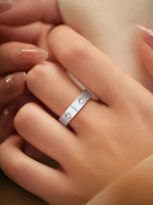 1 Piece Fashion Zirconia Ring Gold Color Stainless Steel Lovely Jerwelry Ring For Women